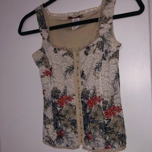 Lacy floral print tank